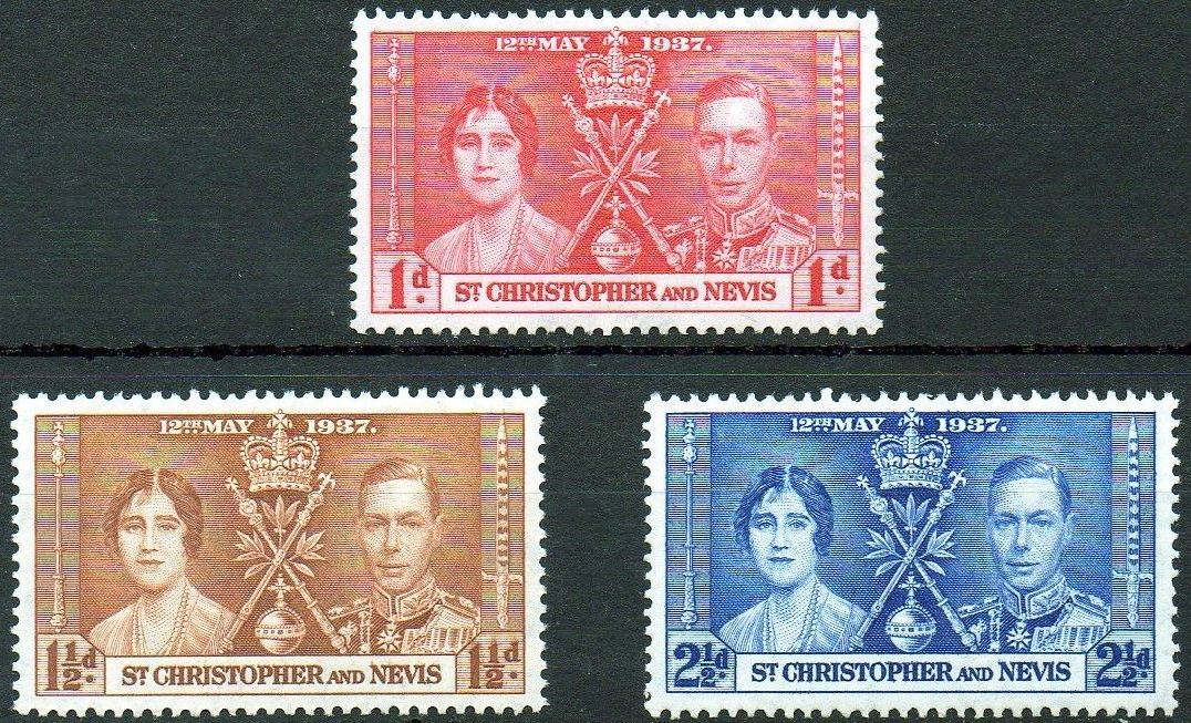 1937 St Christopher & Nevis - SG65-67 GVI Coronation Set (3) VFU